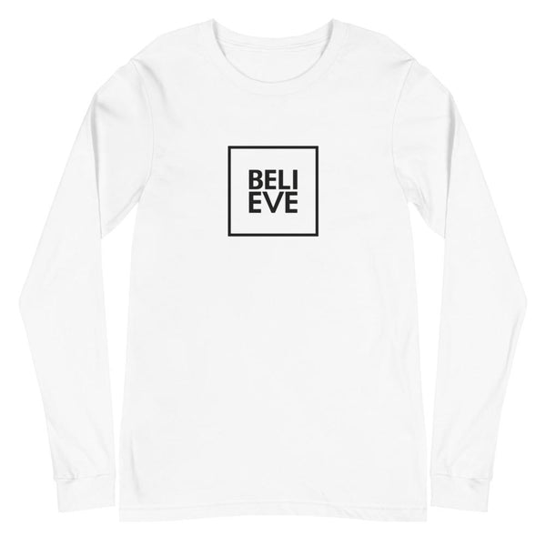 T-SHIRT UNISEXE MANCHES LONGUES BELIEVE (blanc) – IONKS N1